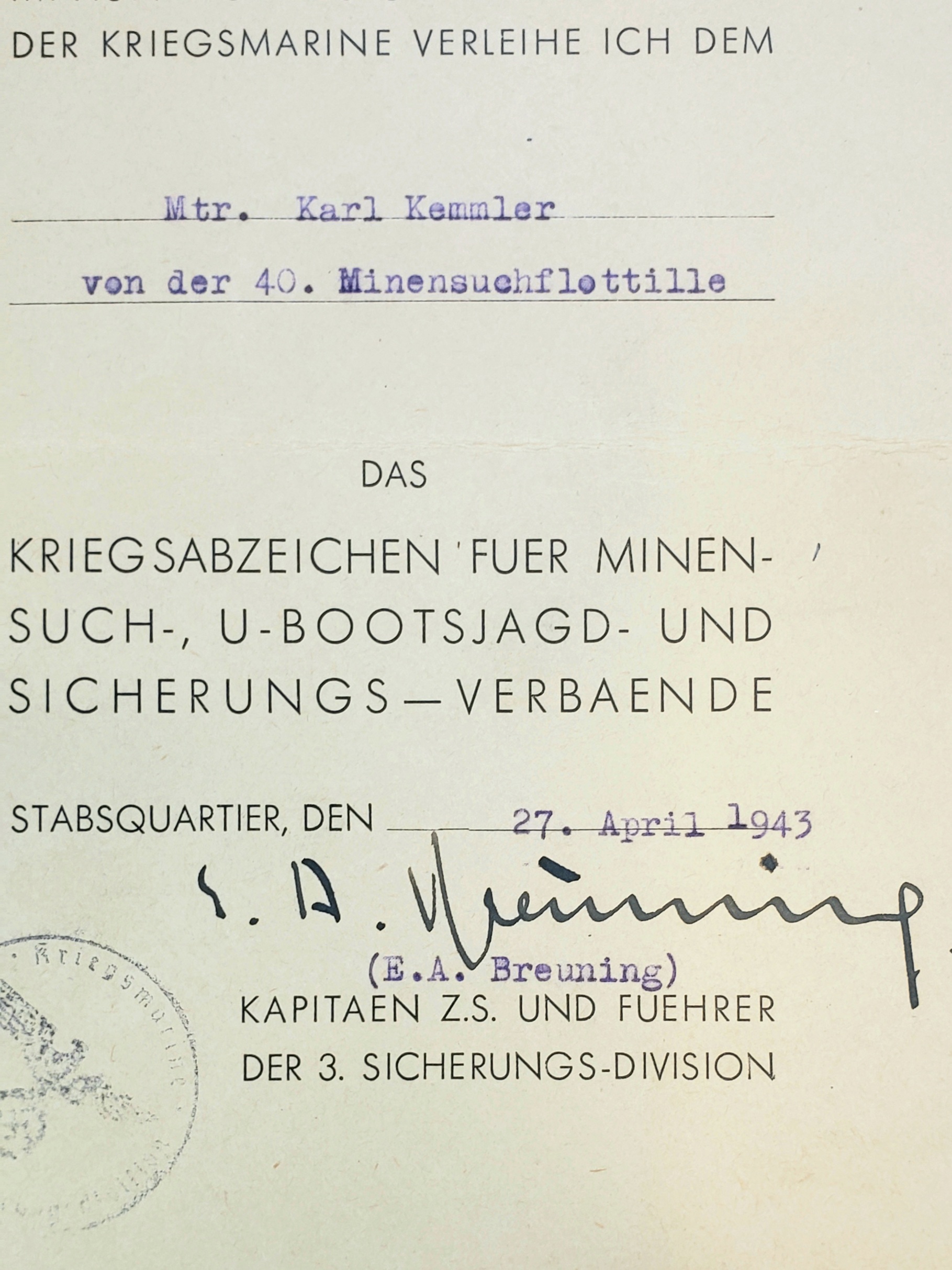Kriegsmarine Badges , Insignia , related items.